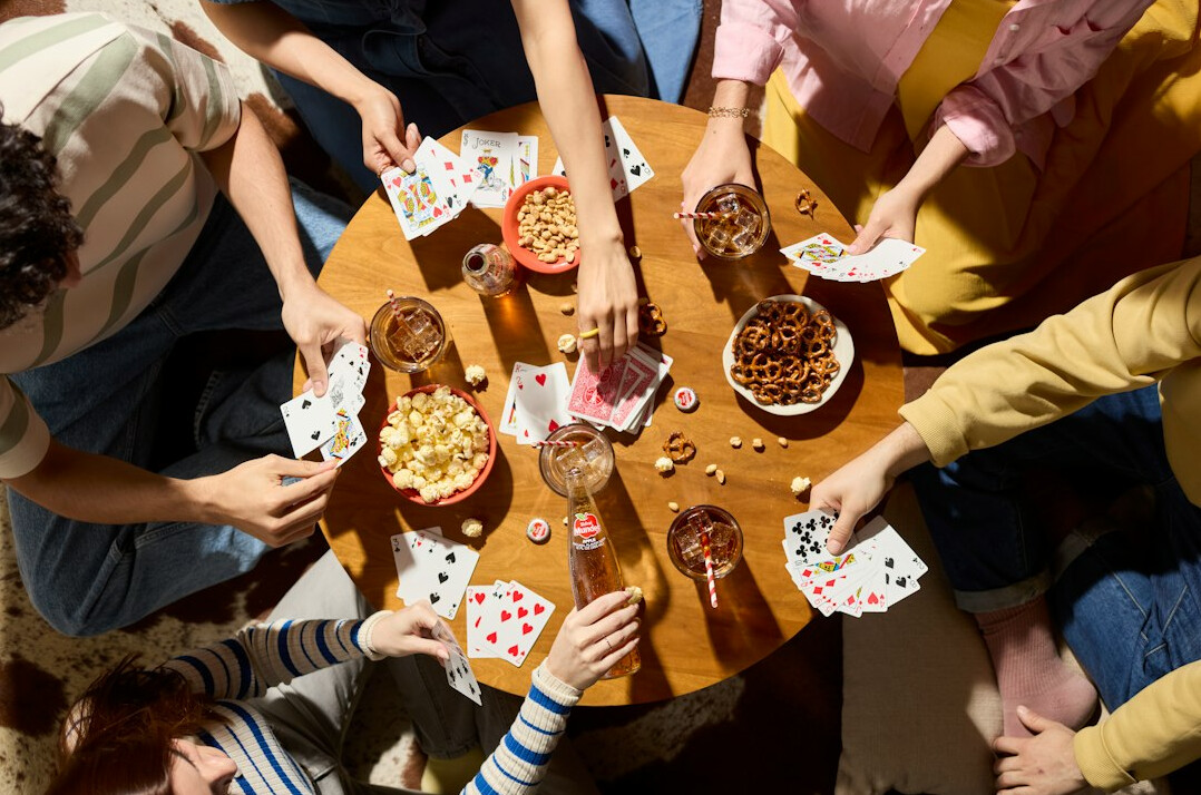 seniors sharing snacks at table