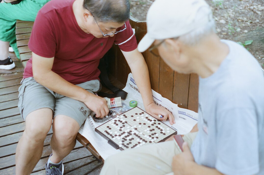 elderly playing board games