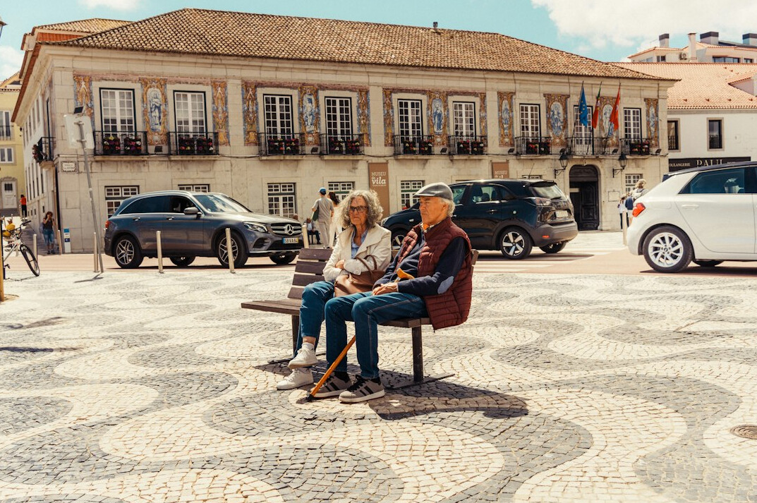 senior couple traveling