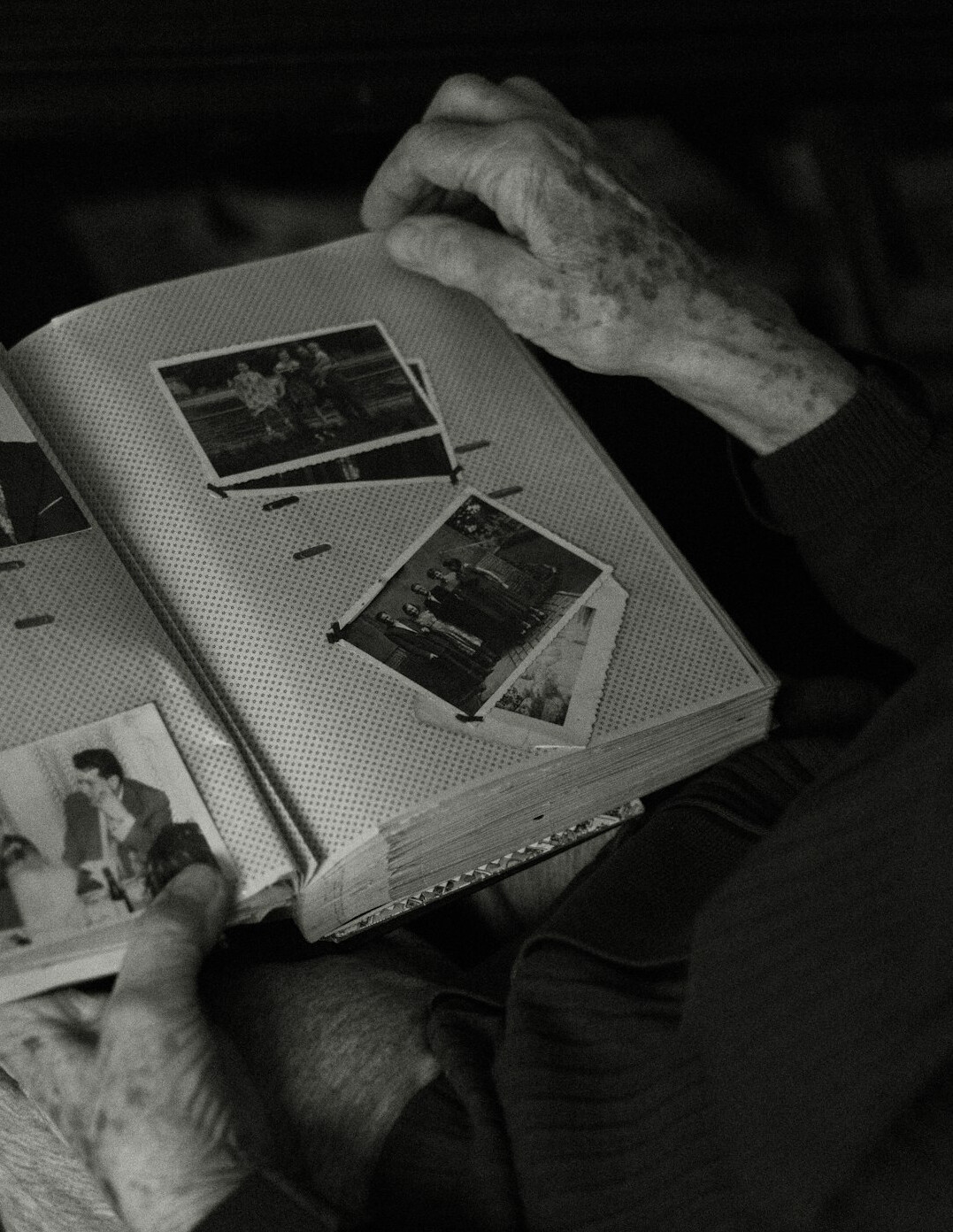 elderly people with photos